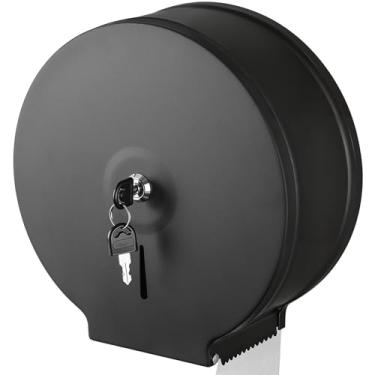 Imagem de Dispensador de papel higiênico jumbo comercial, suporte de rolo de aço inoxidável para montagem na parede, dispensadores de papel higiênico preto fosco