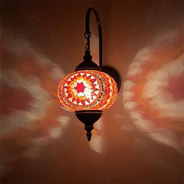 Imagem de Luminária de parede externa turca à prova d'água, estilo mosaico marroquino, com design vintage boêmio, ideal para varandas, corredores e pátios. Soquete E14, 110-240V, 18 cm (7 polegadas).
