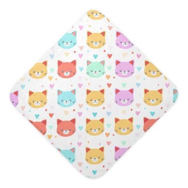 Imagem de Burbuja Toalha de banho de bebê com rosto de animal de desenho animado - Toalha com capuz de musselina macia e absorvente para recém-nascido, 89 x 89 cm