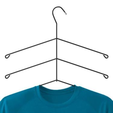 Imagem de Cabide Triplo Camisa Preto Kit C/ 3 Pçs - VIRTU SHOP MIX-SP