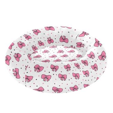 Imagem de SEHANY Cama fofa para cachorro rosquinha com laço rosa removível e lavável, pequena cama redonda para gatos, cama fofa super macia para animais de estimação com fundo antiderrapante para cães pequenos