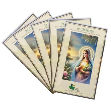 Imagem de VILLAGE GIFT IMPORTERS Pacote com cinco cartões de oração Saint Dympna | Padroeiro do estresse, ansiedade e saúde mental | Feito nos EUA
