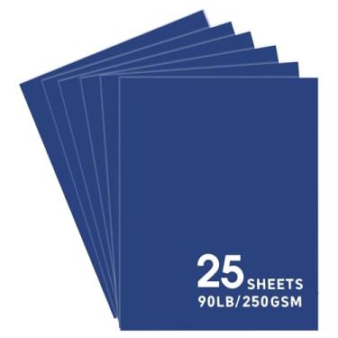 Imagem de 25 folhas de papel cartolina azul marinho, cartolina de 8,5 x 11 para Cricut, papel de construção grosso para fazer cartões, álbuns, artesanato 40,8 kg / 250 g/m² (azul royal)..