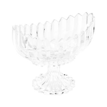 Imagem de Centro de Mesa Decorativo de Cristal C/Pé Geneva Transparente 28x23cm Wolff