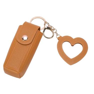 Imagem de Yosoo Estojo de Batom, Porta-chaves de Liga de Couro PU Premium Com Espelho Em Formato de Coração, para Bolsa de Viagem Feminina (YELLOW)