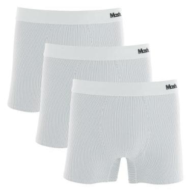 Imagem de Kit 3 Cuecas Boxer Mash Microfibra Risca de Giz  045.00, G, Branco