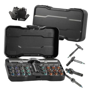 Imagem de RS1 Conjunto de chaves de fenda catraca 24 em 1, conjunto de chaves de fenda magnética 24 em 1, chave de fenda catraca compacta e portátil. (1 peça)