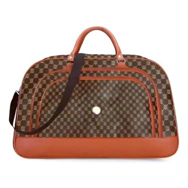 Imagem de Mala Bolsa De Mão Grande Couro Ecológico Resistente Marrom-claro Detalhada