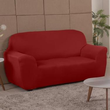 Imagem de Capas para sofás com ajuste suave em tecido de malha gel Adequadas para sofás e poltronas de 1/2/3/4 lugares Altamente protetoras e fáceis de instalar (Vermelho,3 Lugares)