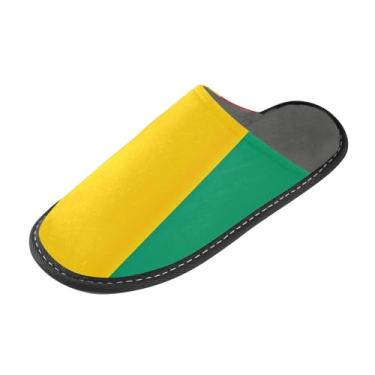 Imagem de Joisal Pantufas femininas felpudas com bandeira da Guiné National Guinean Furry Pantufas masculinas de espuma viscoelástica para ambientes internos tamanho 4-5, Bandeira da Guiné Nacional da Guiné
