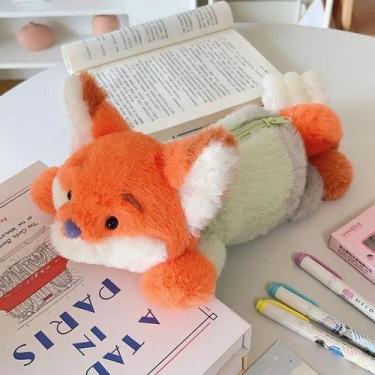 Imagem de Estojo De Lápis De Pelúcia De Animais Em Estilo Cartoon De Grande Capa