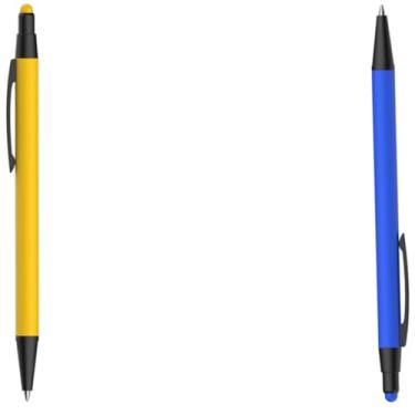 Imagem de Caneta Esferográfica Retrátil com Touch, Emborrachada em Metal, Escrita Azul, Ambidestra, para Adulto Design moderno para estudos (Amarelo e Laranja)