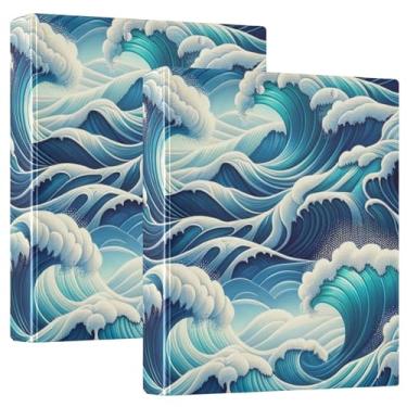 Imagem de Pasta Ocean Waves Prancheta de 3 anéis com prancheta, organizador de fichário de 2,5 cm, pacote com 2