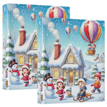 Imagem de Happy Snow Family Pacote com 2 pranchetas de amamentação com fichários de armazenamento 27 cm x 31,5 cm pasta com 3 furos