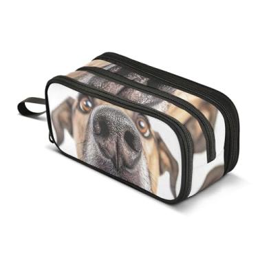Imagem de Estojo para lápis de escritório, estojo para lápis com zíper, adolescentes, meninas, meninos, faculdade, escola, escola, material de escritório, engraçado, marrom, cachorro, close-up, bolsa de lápis