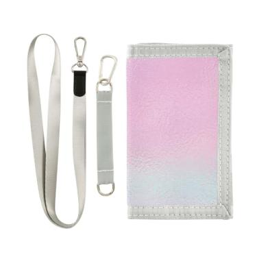 Imagem de Carteira feminina de bolinhas pretas e brancas para meninas, carteira infantil de nylon com cordão e chaveiro, Cor pastel gradiente de mármore arco-íris, one size