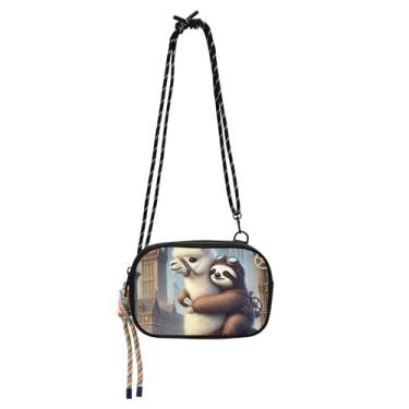 Imagem de TSENQUE Llama Sloth bolsas transversais pequenas para mulheres, bolsa para celular, carteira de viagem sobre o ombro, pochete