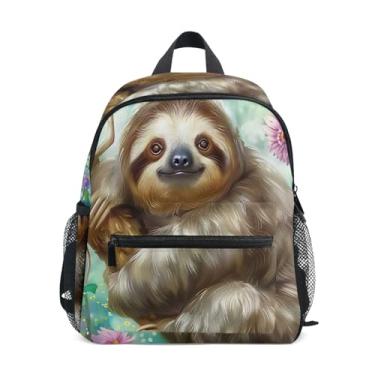 Imagem de GAIGEO Floral Sloth Flowers Toddler School Backpack with Whistle, Adjustable Chest Strap, Boy Backpack Lightweight & Compact for Ages 3-8