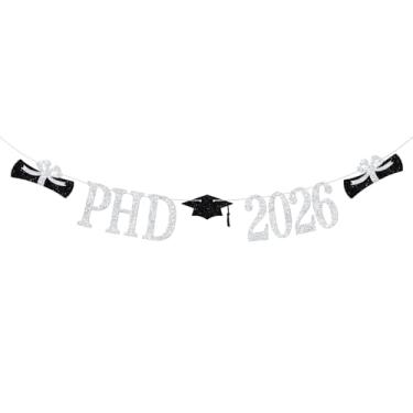 Imagem de Banner PHD 2025, Congrats Doctor Degree Graduation Decorations, Class of 2025 PHD Decorações de festa de formatura prata glitter