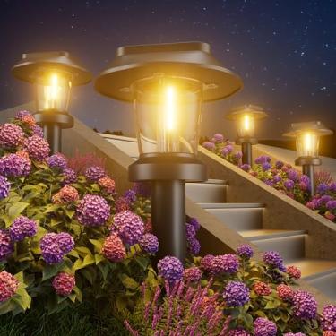 Imagem de ALEPOD Luzes solares para caminhos ao ar livre - Pacote com 10 luzes de jardim movidas a energia solar à prova d'água, iluminação de paisagem decorativa com três modos de iluminação para quintal