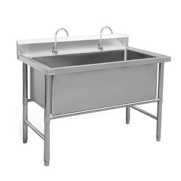 Imagem de Pia de cozinha independente, pia de restaurante comercial, pia de cozinha comercial e pia utilitária, pia industrial de pia de cozinha com kit de drenagem e torneira (120 cm)