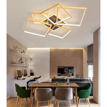 Imagem de Luminária de teto LED regulável, moderna, de embutir, com controle remoto, temperaturas de cor de 3200K a 6000K, luminária de baixo consumo para ambientes internos, ideal para sala de estar