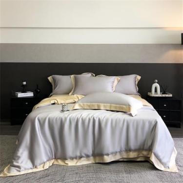 Imagem de Jogo de Cama em Fibra Super Macia e Sedosa com Toque Fresco, Incluindo Capa de Edredom, Lençol de Baixo e Fronhas, Cor 8, Tamanho King (220x240cm) - 4 peças