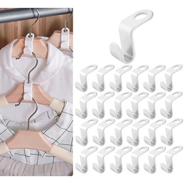 Imagem de 50 pçs ganchos conector cabide cabide em cascata, plástico multifuncional, resistente, armário, extensor, prendedor, prendedor, para economia de espaço, cabide, branco