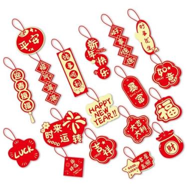 Imagem de 18 peças de decorações de ano novo chinês 2026 enfeites de pendurar vermelhos, decoração chinesa de ano novo lunar, recortes de papel festivos para casa, festa, porta, parede, janela e árvore