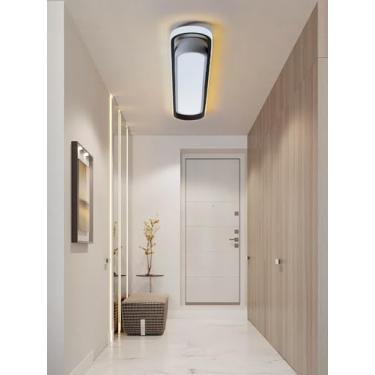 Imagem de Luminária de teto LED moderna e inteligente para corredor, com intensidade regulável, em metal, branca, com controle remoto, faixa longa para varanda, sala de jantar, escritório, corredor, c