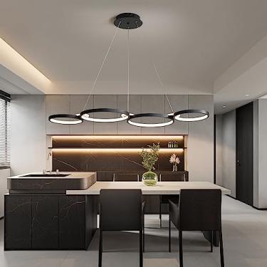 Imagem de Luminária pendente moderna, luminária de teto LED regulável com controle remoto, luminária de teto com altura ajustável, lustre de design criativo para cozinha, bar e sala de jantar.