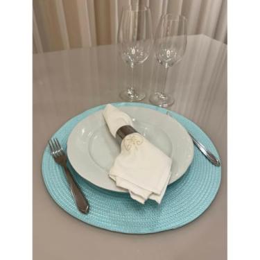 Imagem de Jogo Americano Mesa Posta Impermeável Redondo ou Retangular para Jantar e Eventos – Kit 4 ou 6 Lugares Decorativo Luxo (4. Azul Claro,4 Unidades)