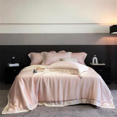 Imagem de Conjunto de cama em fibra super macia, sedosa e com toque fresco, incluindo capa de edredom, lençol de baixo, lençol de baixo com elástico e fronhas. Cor: 6. Lençol de baixo com 1,5 m de largura.