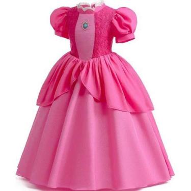 Imagem de Vestido Fantasia Princesa Peach Cogumelo Mario Bros Infantil - Baby Pl