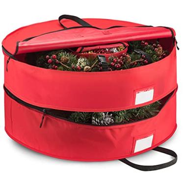 Imagem de Bolsa de armazenamento de guirlanda de Natal Duplex Premium 61 cm, com compartimentos organizadores para guirlandas de Natal e alças duráveis, protege guirlandas artificiais - Bolsa de Natal feita de Oxford 600D à prova de rasgos