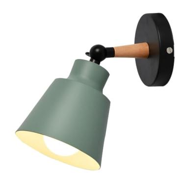 Imagem de Candeeiro de parede simples ajustável, abajures de ferro macaron, luzes de parede base de madeira, lâmpadas de parede nórdicas criativas para quartos, sala de estar, corredor, iluminação de quarto