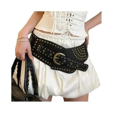 Imagem de Cinto largo feminino com rebites de bronze retrô de última geração em 