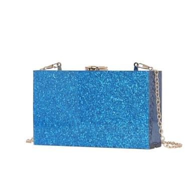 Imagem de ZUC Bolsas femininas de acrílico para festa e banquete, bolsas de ombro para telefone, Azul, One Size