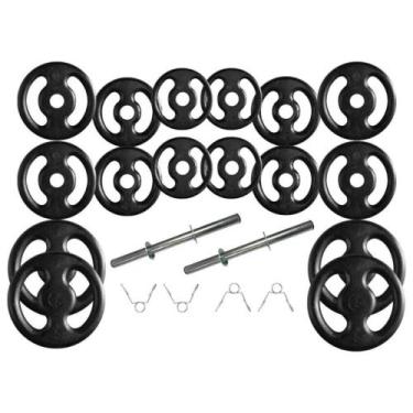 Imagem de Kit com Barras de Halteres e Anilhas de Ferro Fundido - 44 Kg - BOX IN