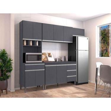 Imagem de Cozinha Com Balcão E Tampo 120 Cm Andréia Ambiente Cinza Fosco - Ajl -