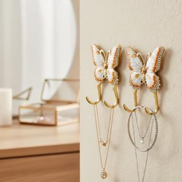Imagem de Singring Pacote com 2 ganchos de parede decorativos de borboleta, ganchos vintage para toalhas, porta-chaves, ganchos de parede de metal para casacos, roupas, chapéus, bolsa, banheiro, casa, jardim