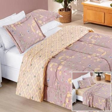 Imagem de Edredom 2,40m X 2,20m + Jogo De Cama Dupla Face Estampado Bouti Casal 