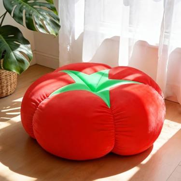 Imagem de Almofada extra grande de 60 cm de tomate – Almofada de assento grande de pelúcia para crianças e adultos, almofada grossa macia para leitura, jogos, meditação e decoração de casa – linda almofada