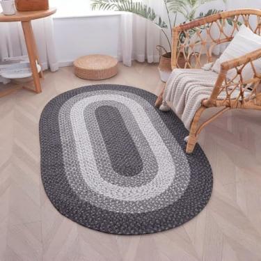 Imagem de RCTJHOME Tapete trançado oval de 9,5 x 1,8 m, tapete de entrada de corredor impermeável, tapetes internos/externos para porta da frente/traseira, sala de estar, tapetes laváveis de pátio de fazenda