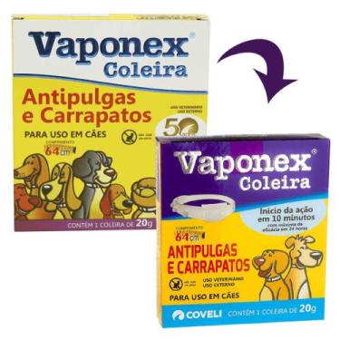 Imagem de Coleira antipulgas e carrapatos vaponex coveli 64cm 20g para cães