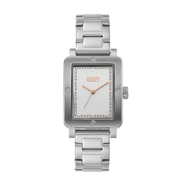 Imagem de DKNY Relógio feminino City Rivet Quartz aço inoxidável com três mãos, cor: prata (modelo: NY6662), Prata