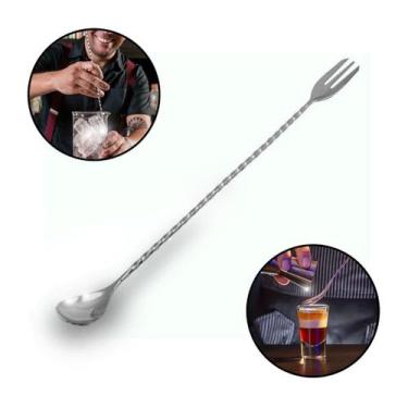 Imagem de Colher Bailarina Barman Drinks Mexer Coquetel Aço Inox Prata - 44Box