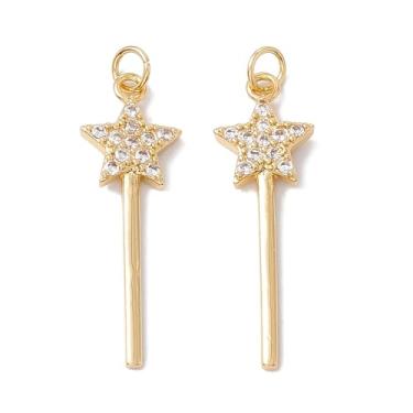 Imagem de Pingentes de zircônia cúbica cristalina, 2 peças, pingentes de zircônia cúbica folheados a ouro 18 K verdadeiros pequenos pingentes para brincos faça-você-mesmo, colares, pulseiras, correntes, joias