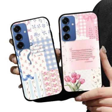 Imagem de Zrutru Pacote com 2 capas de telefone com colagem de flores e laços estéticos para Samsung Galaxy S25+ 5G, capa protetora macia à prova de choque para mulheres e meninas Funda para Samsung S25+ 6,7
