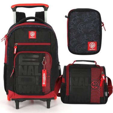 Imagem de Kit Mochila C/ Rodas Lancheira Estojo Bolsa Up4you Enaldinho-Masculino